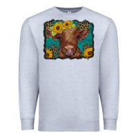Heather Grey western leopard buffalo plaid baby highland cow Premium Sweatshirt - BarkalooDesign