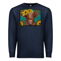 Navy western leopard buffalo plaid baby highland cow Premium Sweatshirt - BarkalooDesign