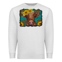 Oatmeal Heather western leopard buffalo plaid baby highland cow Premium Sweatshirt - BarkalooDesign