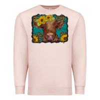 Pale Pink western leopard buffalo plaid baby highland cow Premium Sweatshirt - BarkalooDesign