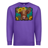Purple western leopard buffalo plaid baby highland cow Premium Sweatshirt - BarkalooDesign