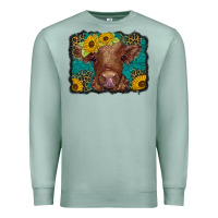 Seafoam western leopard buffalo plaid baby highland cow Premium Sweatshirt - BarkalooDesign