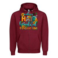 Burgundy making hair beautiful is kinda my thing Zipper Hoodie - AdoDesignShop