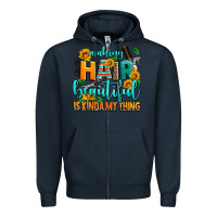Navy making hair beautiful is kinda my thing Zipper Hoodie - AdoDesignShop