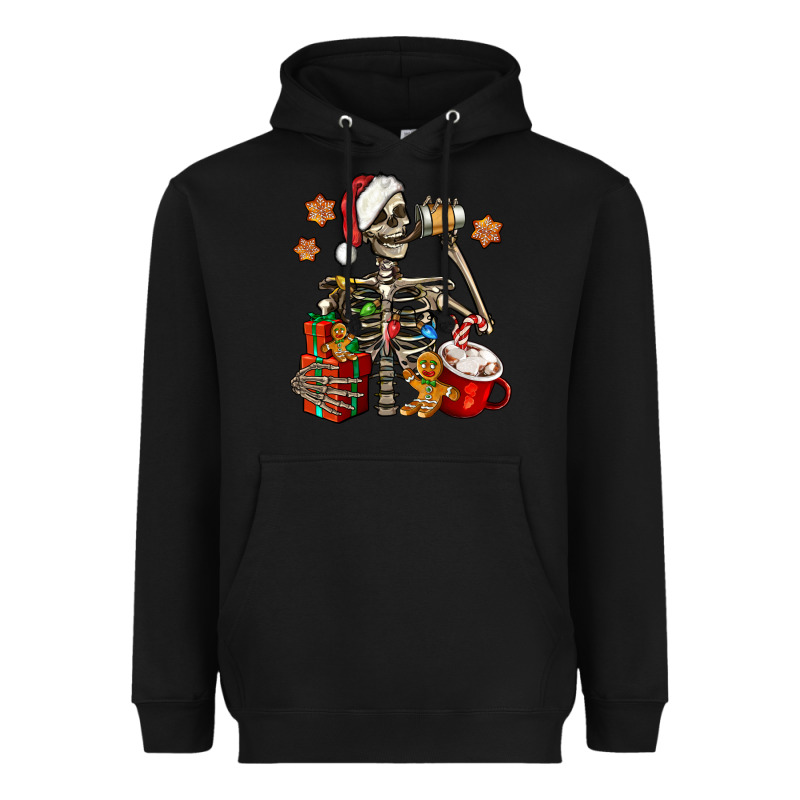 Christmas Skeleton Coffee Heavyweight Hoodie by Jasminsmagicworld | Teevron