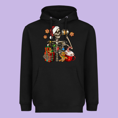 Christmas Skeleton Coffee Heavyweight Hoodie Designed By Jasminsmagicworld