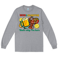 Heather Grey beer&crawfish that's why i'm here Long Sleeve Tee - FaDigitalArtStudio