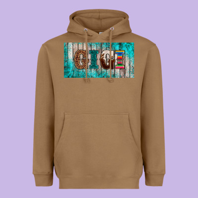 Western Turquoise Gigi License Plate Heavyweight Hoodie Designed By Barkaloodesign