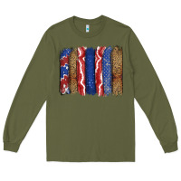 Army Green 4th of July brushstroke Long Sleeve Tee - CowGirlArtShop