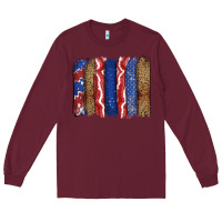 Burgundy 4th of July brushstroke Long Sleeve Tee - CowGirlArtShop