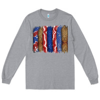 Heather Grey 4th of July brushstroke Long Sleeve Tee - CowGirlArtShop