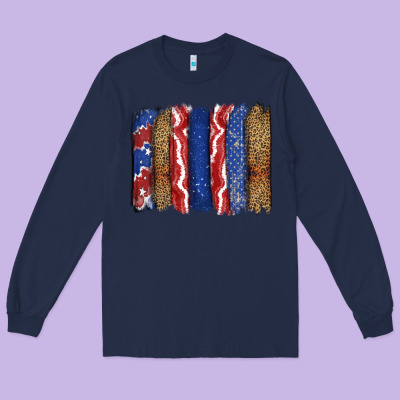 4th Of July Brushstroke Long Sleeve Tee Designed By Cowgirlartshop