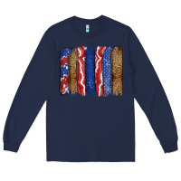 Navy 4th of July brushstroke Long Sleeve Tee - CowGirlArtShop