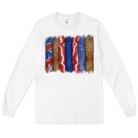 White 4th of July brushstroke Long Sleeve Tee - CowGirlArtShop