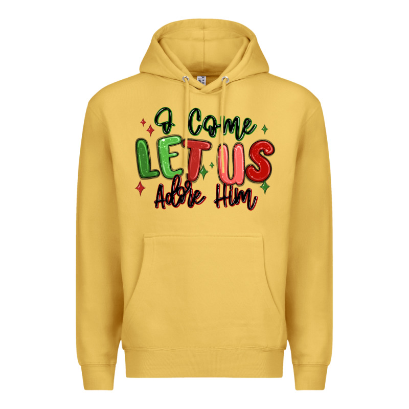 O Come Let Us Adore Him Christmas Premium Hoodie by MaliasSmallBusiness | Teevron