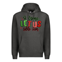 Charcoal Heather o come let us adore him christmas Premium Hoodie - MaliasSmallBusiness