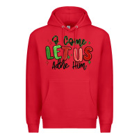 Red o come let us adore him christmas Premium Hoodie - MaliasSmallBusiness
