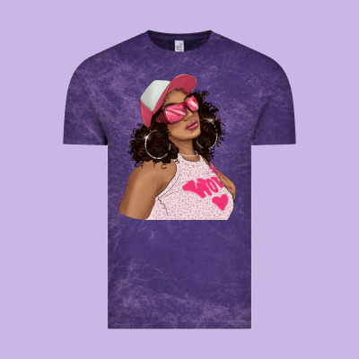 Vintage Tee pink sunglasses afro black girl