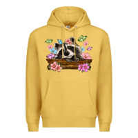 Antique Gold raccoon with flowers Premium Hoodie - MaliasSmallBusiness