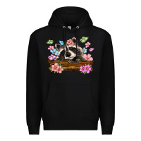 Black raccoon with flowers Premium Hoodie - MaliasSmallBusiness
