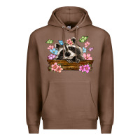 Chestnut raccoon with flowers Premium Hoodie - MaliasSmallBusiness
