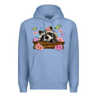 Colony Blue raccoon with flowers Premium Hoodie - MaliasSmallBusiness