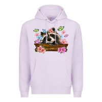 Lilac raccoon with flowers Premium Hoodie - MaliasSmallBusiness