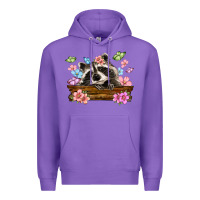Purple raccoon with flowers Premium Hoodie - MaliasSmallBusiness