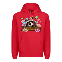 Red raccoon with flowers Premium Hoodie - MaliasSmallBusiness