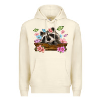 Sandshell raccoon with flowers Premium Hoodie - MaliasSmallBusiness