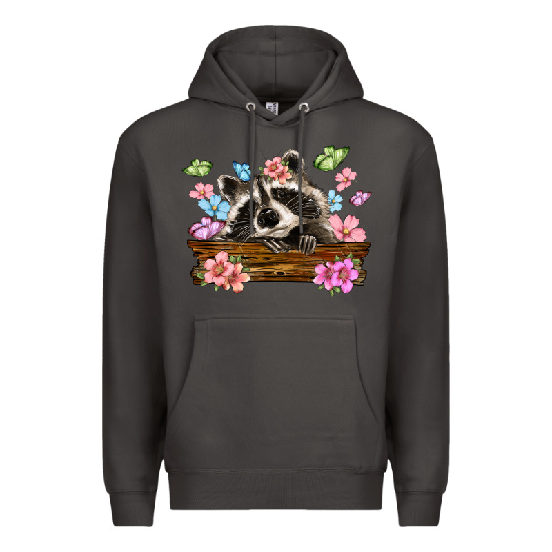 Raccoon With Flowers Premium Hoodie by MaliasSmallBusiness | Teevron