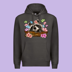 Raccoon With Flowers Premium Hoodie Designed By Maliassmallbusiness