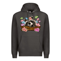 Smoke raccoon with flowers Premium Hoodie - MaliasSmallBusiness