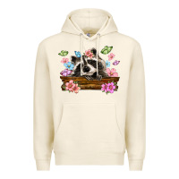 Tofu raccoon with flowers Premium Hoodie - MaliasSmallBusiness