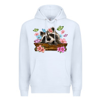 White raccoon with flowers Premium Hoodie - MaliasSmallBusiness