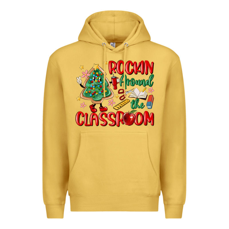 Rockin Around The Clasroom Teacher Premium Hoodie by MaliasSmallBusiness | Teevron