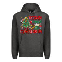 Charcoal Heather rockin around the clasroom teacher Premium Hoodie - MaliasSmallBusiness
