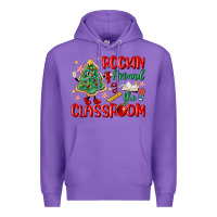 Purple rockin around the clasroom teacher Premium Hoodie - MaliasSmallBusiness