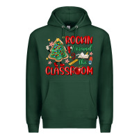 Sports Green rockin around the clasroom teacher Premium Hoodie - MaliasSmallBusiness