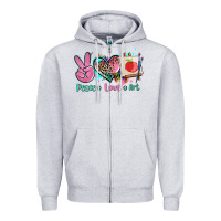 Heather Grey peace love art   ado Zipper Hoodie - AdoDesignShop