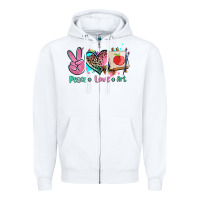 White peace love art   ado Zipper Hoodie - AdoDesignShop