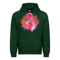 Forest Green breast cancer awareness ribbon with glitter pink l Urban Hoodie - LillyAllenDesigns