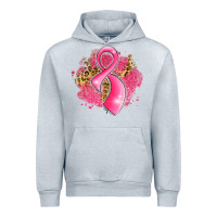 Heather Grey breast cancer awareness ribbon with glitter pink l Urban Hoodie - LillyAllenDesigns