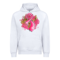 White breast cancer awareness ribbon with glitter pink l Urban Hoodie - LillyAllenDesigns