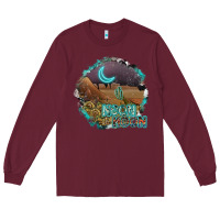Burgundy neon moon Long Sleeve Tee - SublimationCraftShop