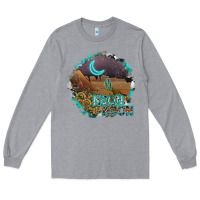 Heather Grey neon moon Long Sleeve Tee - SublimationCraftShop