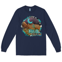 Navy neon moon Long Sleeve Tee - SublimationCraftShop