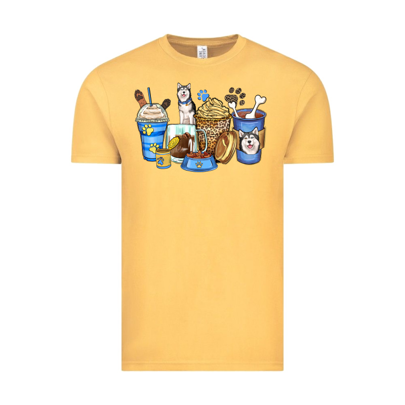 Siberian Husky Coffee Cups Vintage Tee by Zillion Design Studio | Teevron
