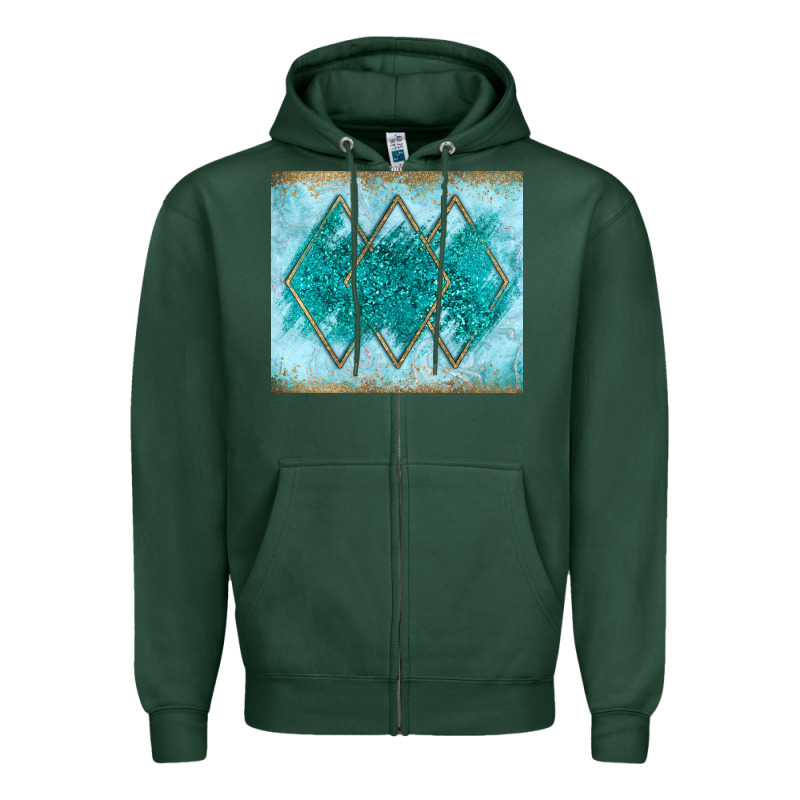 Turquoise Glitter Zipper Hoodie by JahusDesignShop | Teevron
