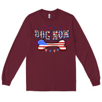 Burgundy 4th of July Dog Mom Long Sleeve Tee - CowGirlArtShop